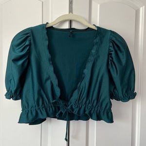 Emerald Green Tie Front Top